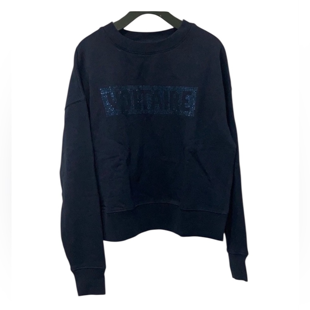 Zadig & Voltaire Black Crewneck Sweater with Blue Accents